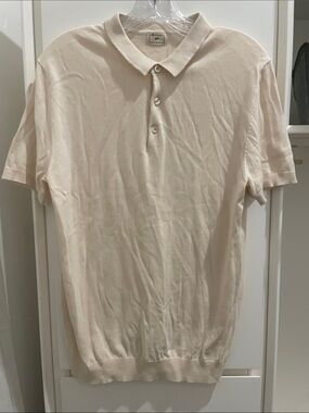 Camicissima Men's Lightweight Cream Knit Polo Shirt – Classic Short Sleeve. EUC